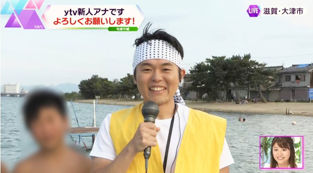 中継デビュー時の読売テレビのアナウンサー、渡邊幹也アナ